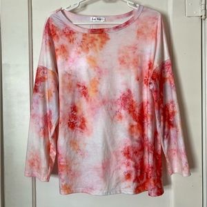 Leo Rosi lightweight long sleeve silky feeling tie-died top - size small